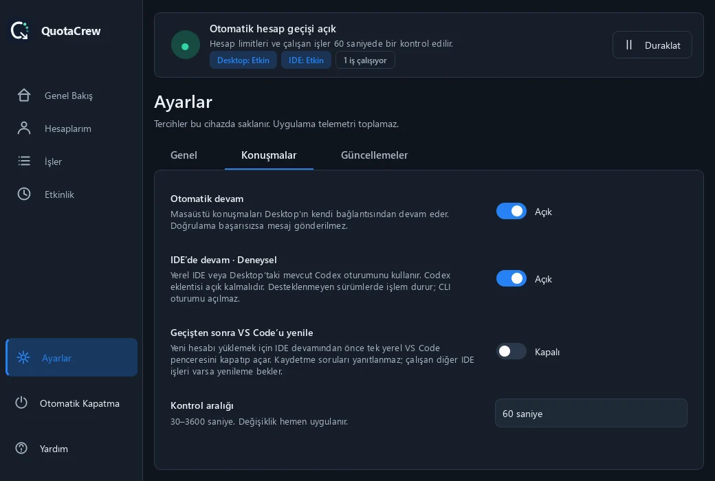 Desktop ve IDE devamı ile isteğe bağlı VS Code yenileme ayarları